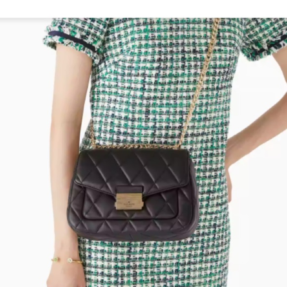 NWT KATE SPADE CAREY QUILTED SMALL BLACK FLAP CROSSBODY BAG